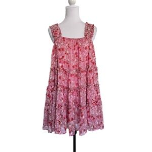 NEW Endless Rose Pink Floral Pattern Ruffle Baby Doll‎ Dress Medium